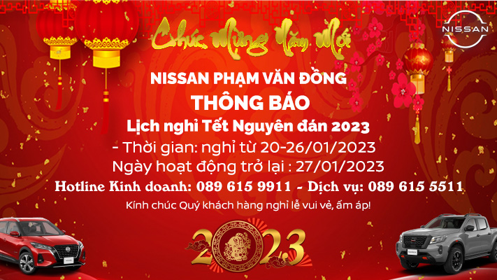 Nissan Phạm Văn Đồng thông báo lịch nghỉ tết Nguyên Đán 2023